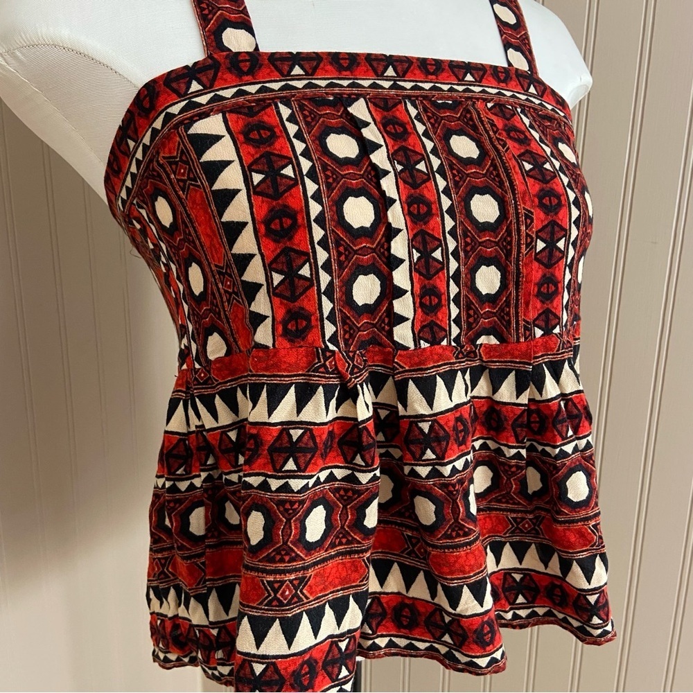 H&M Boho Red, Cream & Black Tank Top Women’s Size Small - Picture 2 of 5